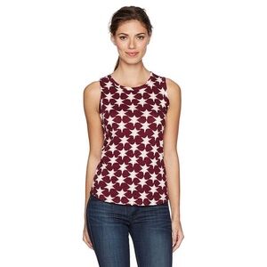 Lucky Brand Batik Red & White Star Tie Back Tank Women's Size Medium NWT